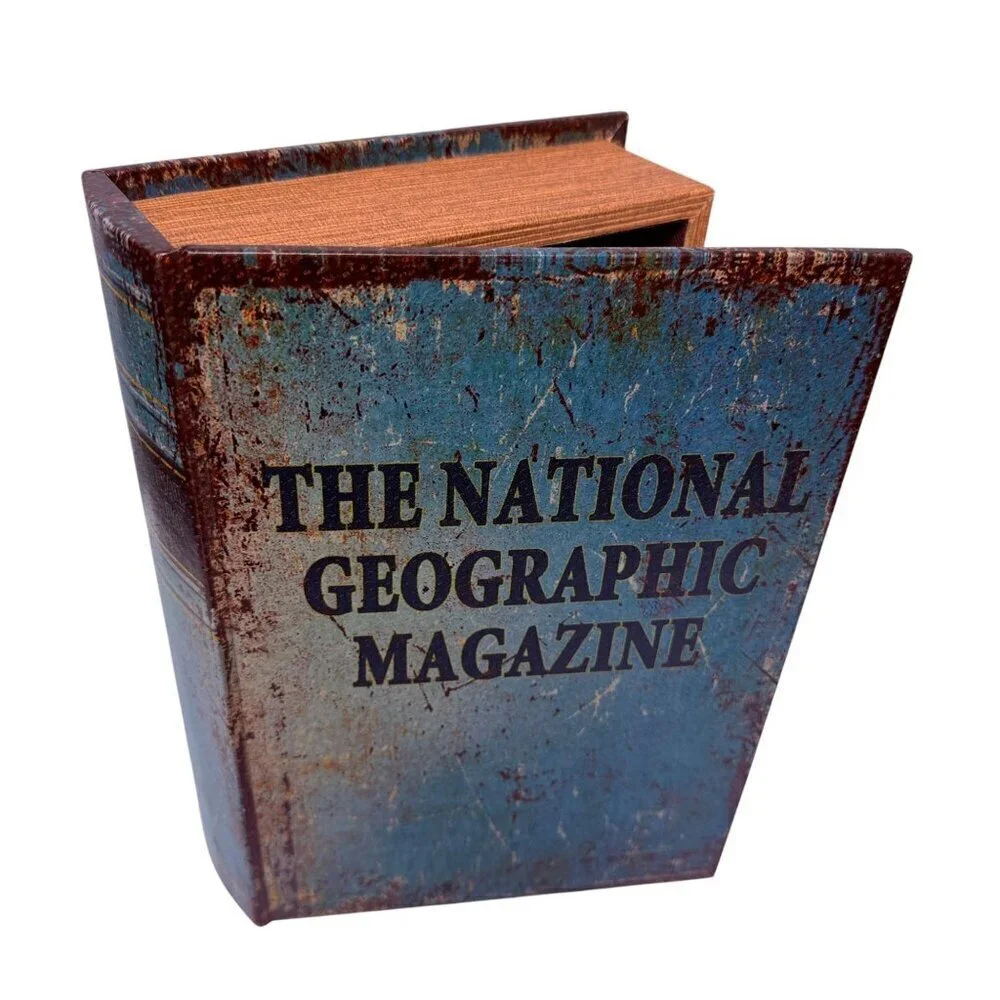 National Geographic Storage Book Boxes Set of Two Bookshelf Coffee Table Decor